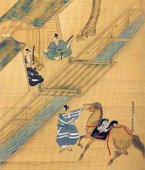 武士の館を描いた絵