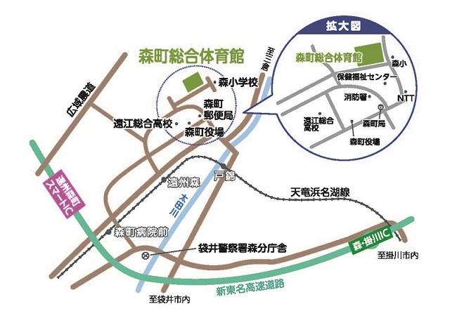 森町総合体育館の地図のイラスト