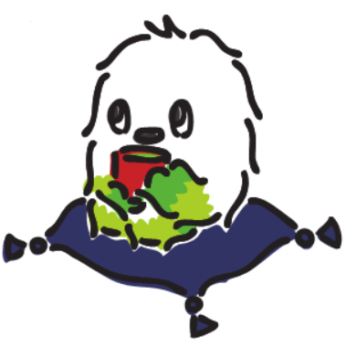 お茶を飲むコモコモ