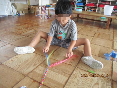 三つ編み作成中