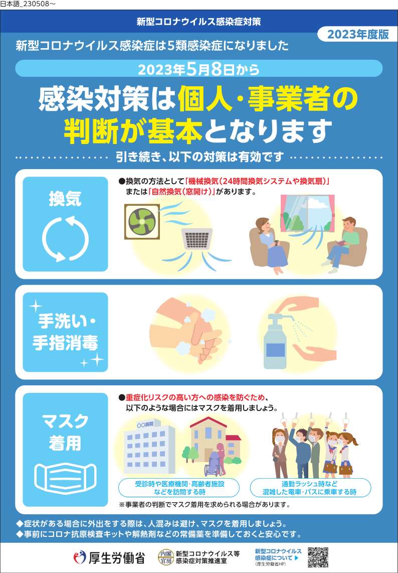 感染対策は、個人・事業主の判断が基本です。