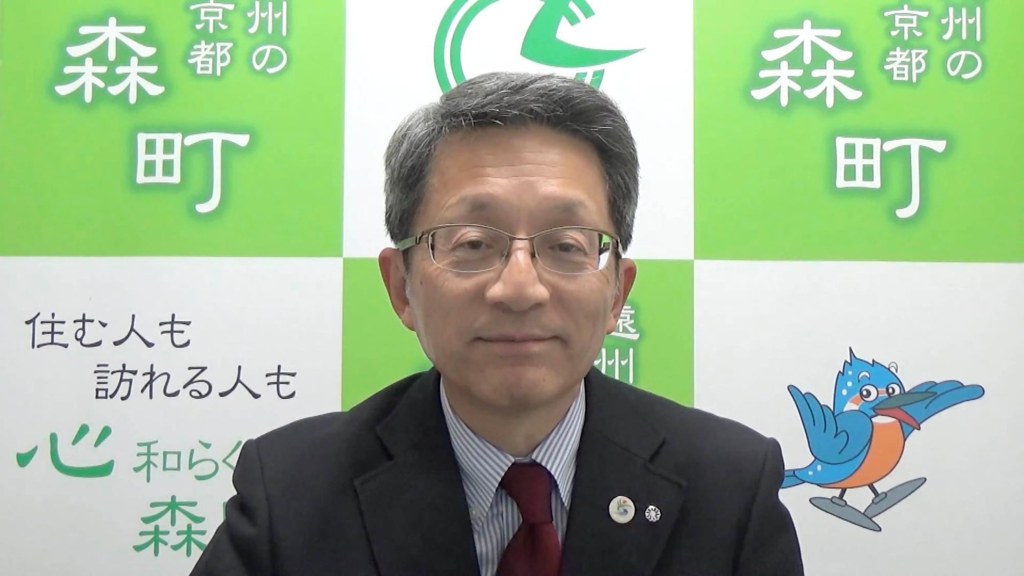 太田康雄森町長の写真（youtube「今月の町政（森町）平成31年2月」へのリンク）