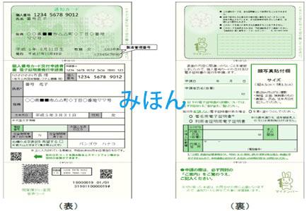 住所・氏名等の記載欄のある個人番号カード交付申請書の見本画像